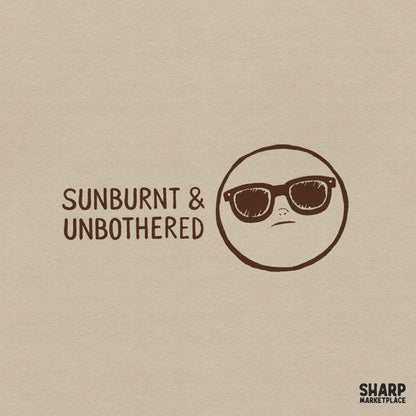 Sunburnt and Unbothered trendy summer shirt design PNG with funny sarcastic quote for beach vibes sublimation and stickers