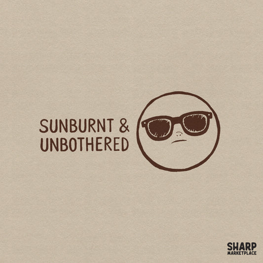 Sunburnt and Unbothered trendy summer shirt design PNG with funny sarcastic quote for beach vibes sublimation and stickers