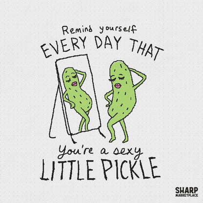 Sarcastic sexy little pickle PNG with a retro goofy style for funny stickers and clumsy style sublimation t-shirt designs