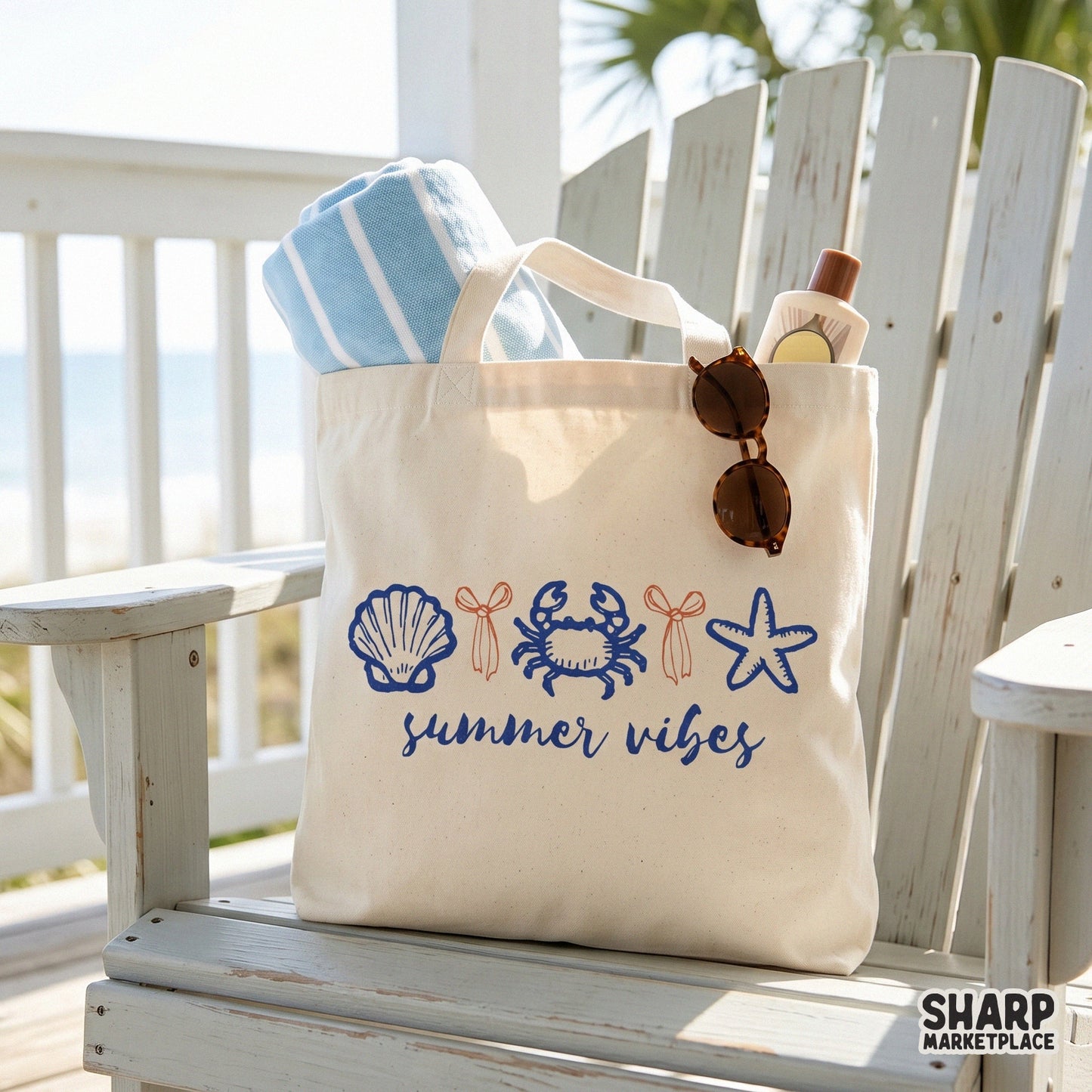Digital summer vibes artwork with nautical icons and script lettering, designed for printing on tumblers, stickers, or seasonal clothing items.