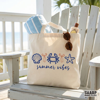 Digital summer vibes artwork with nautical icons and script lettering, designed for printing on tumblers, stickers, or seasonal clothing items.