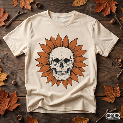 Rustic Blooming Sunflower Skull Centerpiece Graphic, Fall