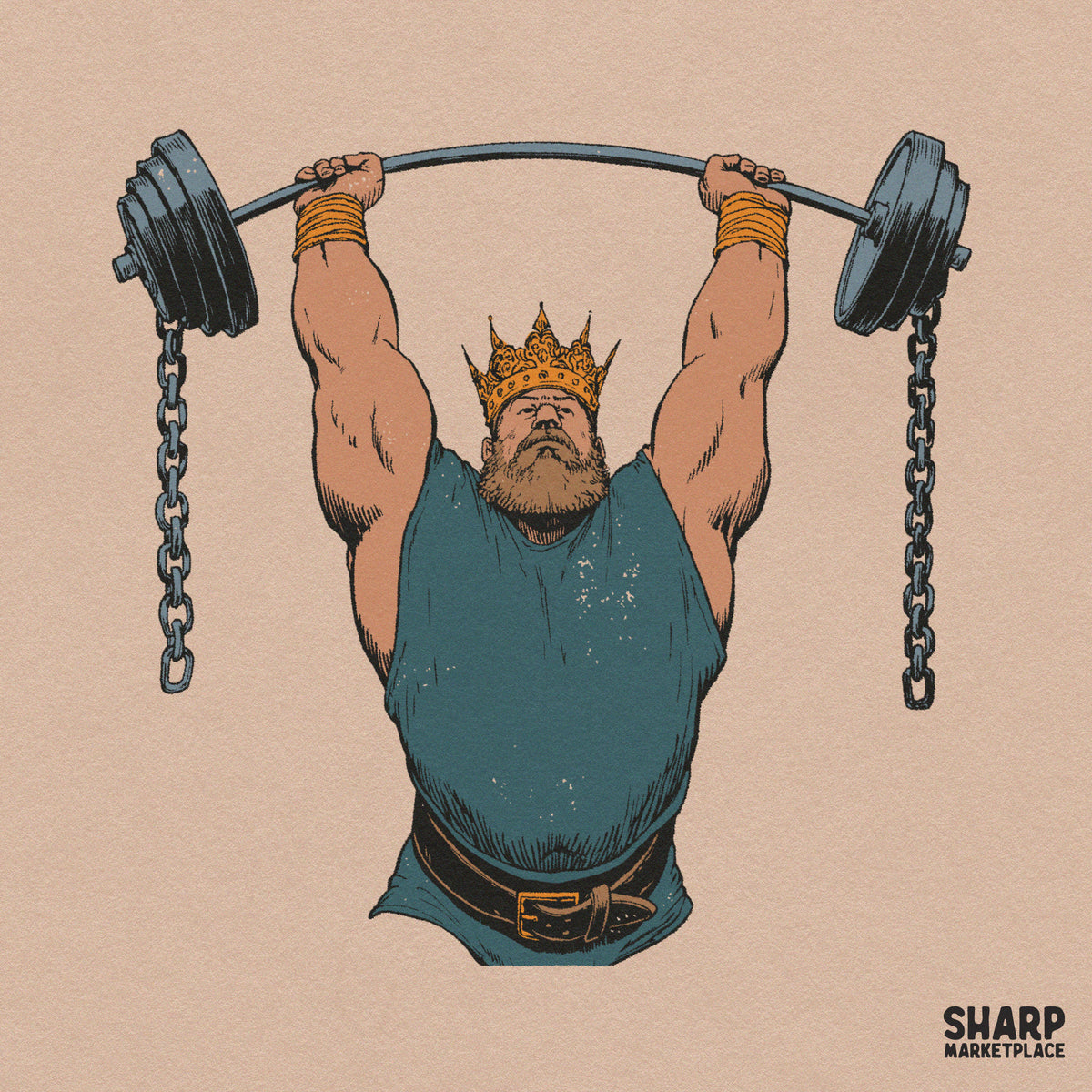 Bearded King Weightlifter Overhead Barbell Chains, Trendy