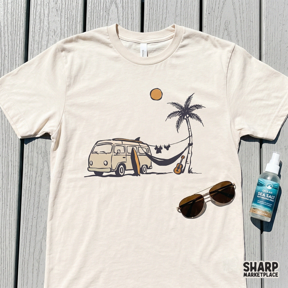 Retro Beach Van Hammock Scene, Summer PNG For Shirt PNG Vacation Fans -
