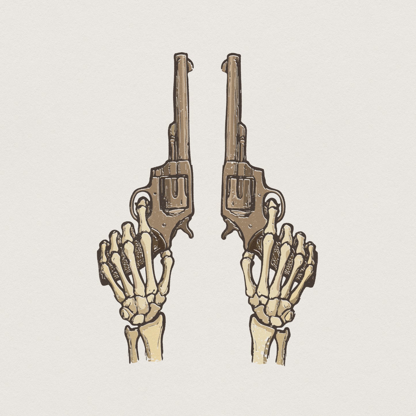 Skeleton Guns PNG, Western Revolver Clipart - 300 DPI Design for T-Shirt