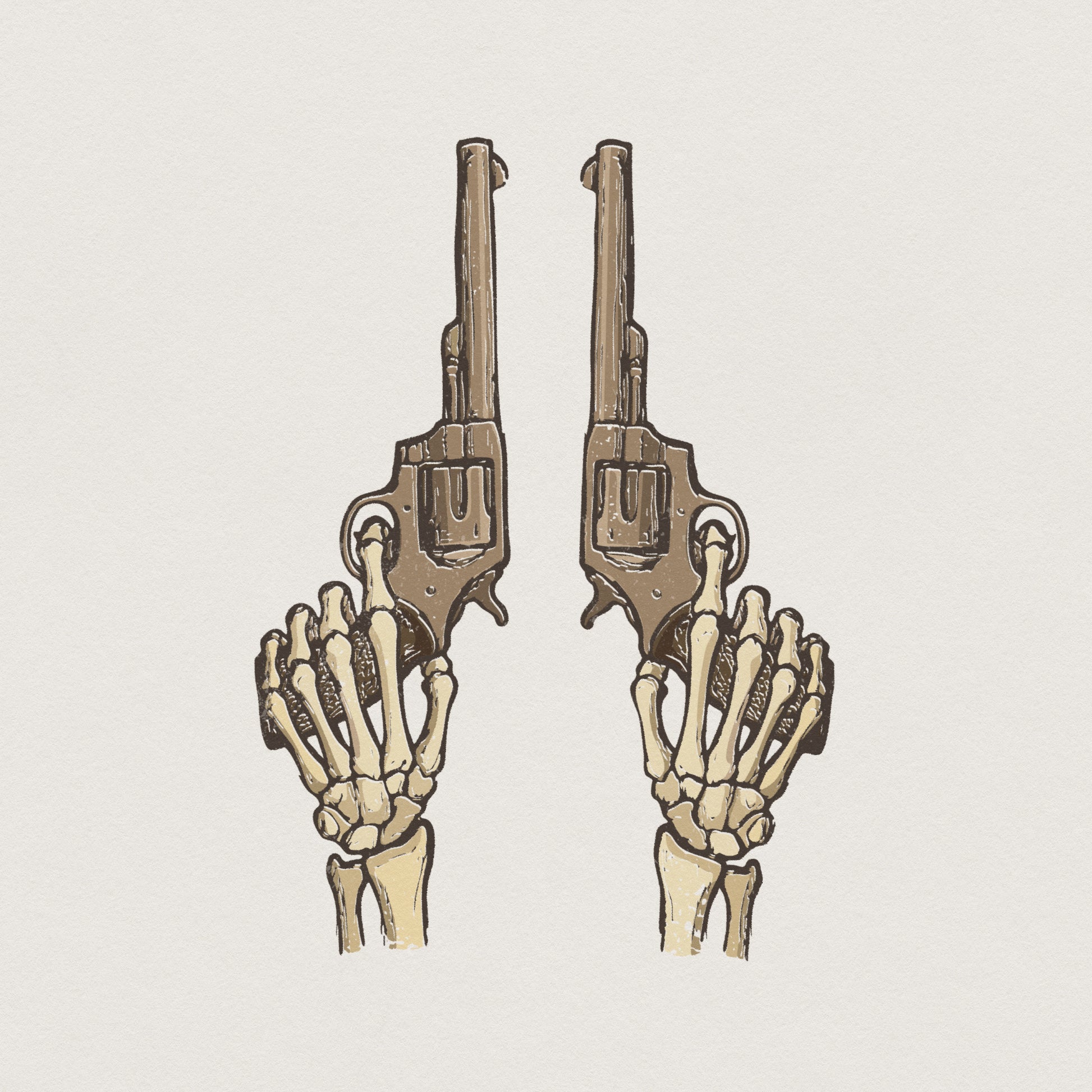 Skeleton Guns PNG, Western Revolver Clipart - 300 DPI Design for T-Shirt