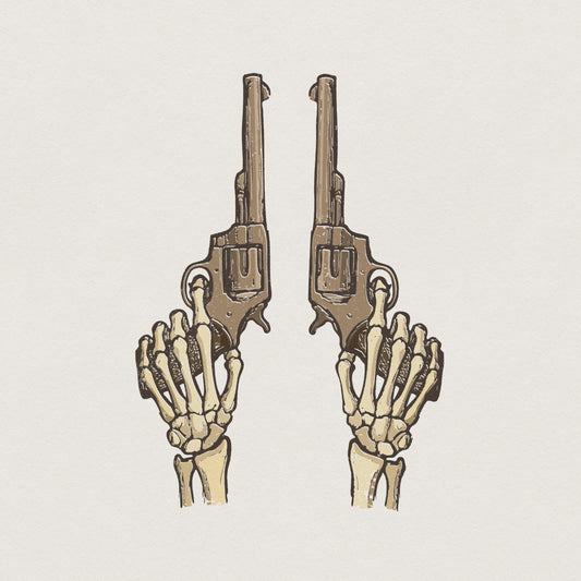 Skeleton Guns PNG, Western Revolver Clipart - 300 DPI Design for T-Shirt