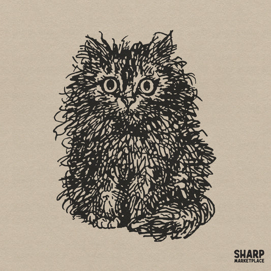 Funny frazzled feral cat illustration retro sarcastic animal meme PNG for t-shirt and sticker designs