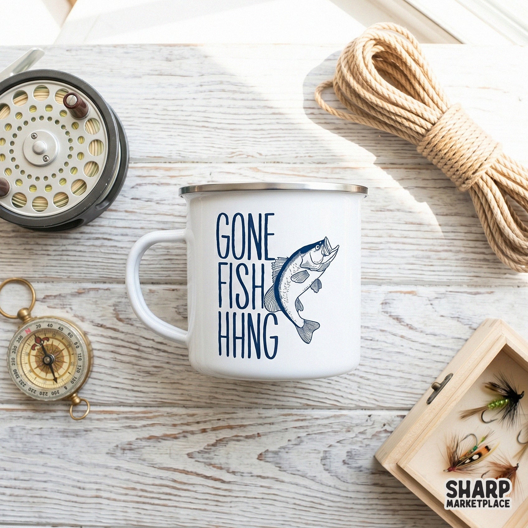 Gone Fishing retro bass fish PNG design for country music fan dad t-shirts and outdoor lifestyle apparel sublimation