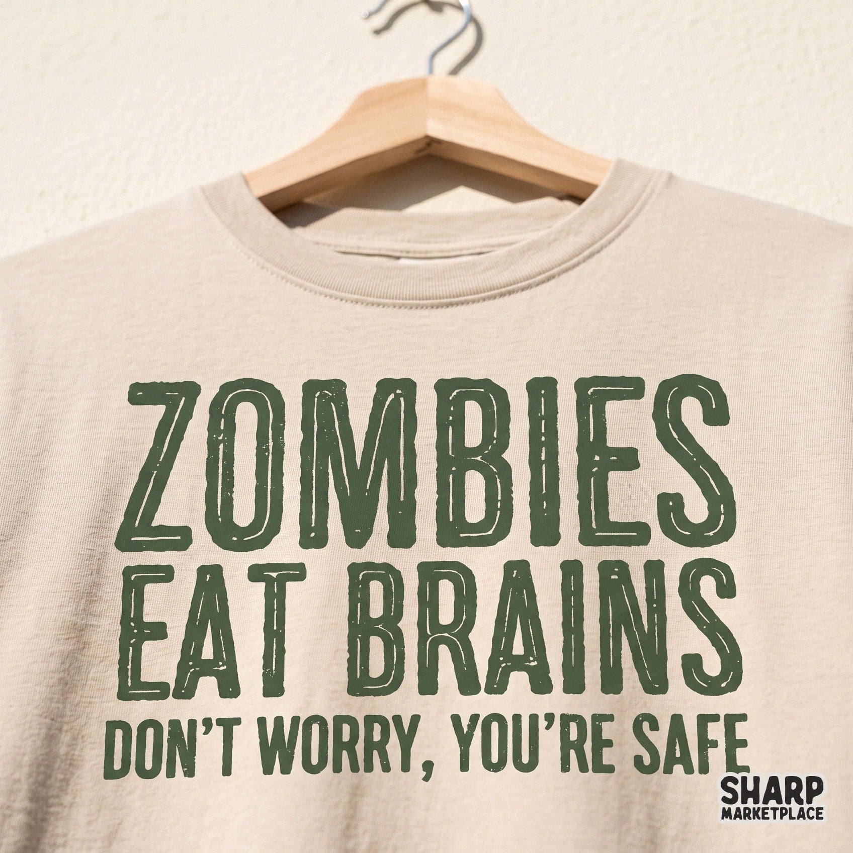 Funny retro Halloween sublimation design featuring a sarcastic zombies eat brains snarky quote for spooky season shirts