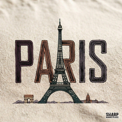 Vintage Paris Eiffel Tower PNG sublimation design for European summer girls trip t-shirts and vacation apparel