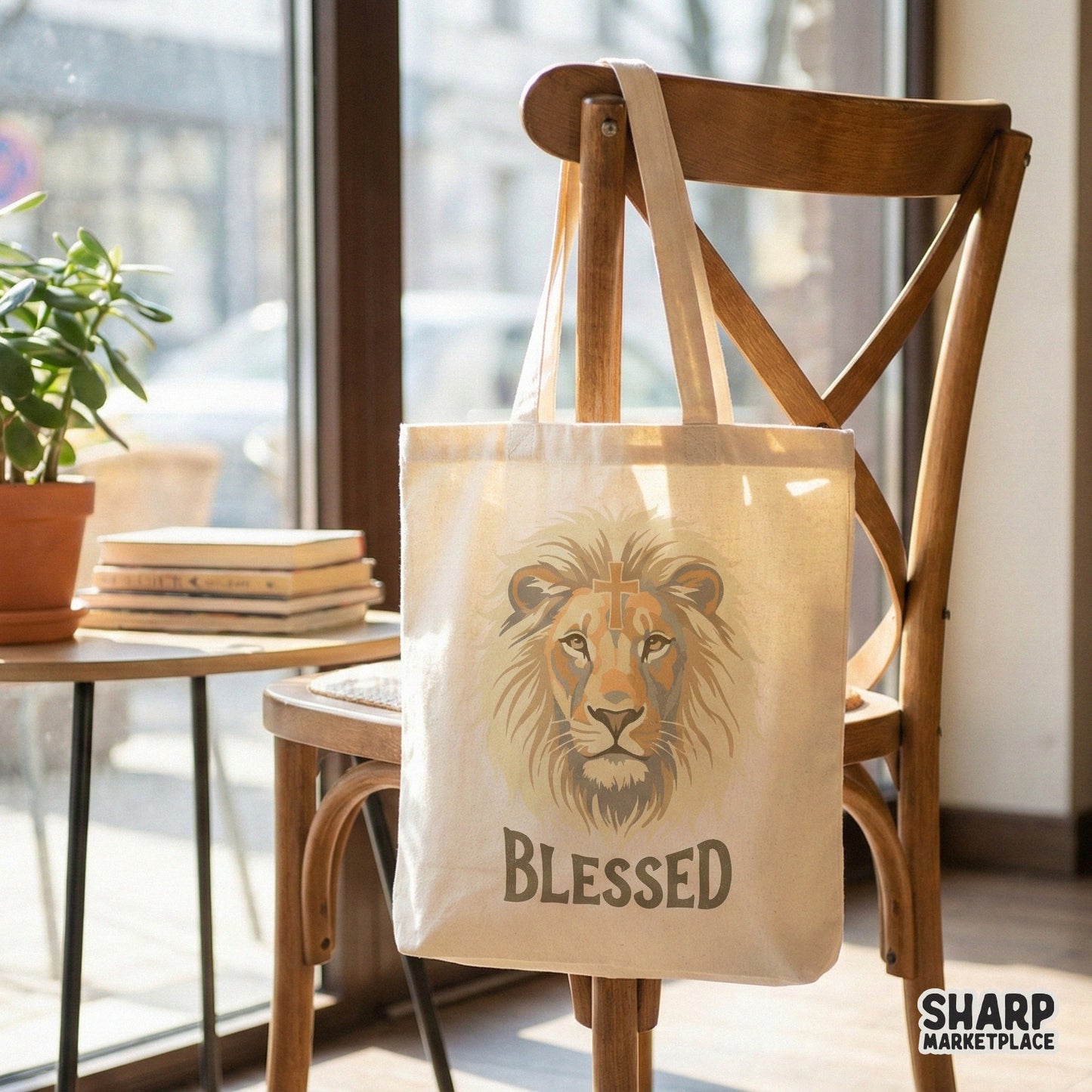 Blessed Lion Christian PNG, Inspirational Faith Shirt Design - 300 DPI