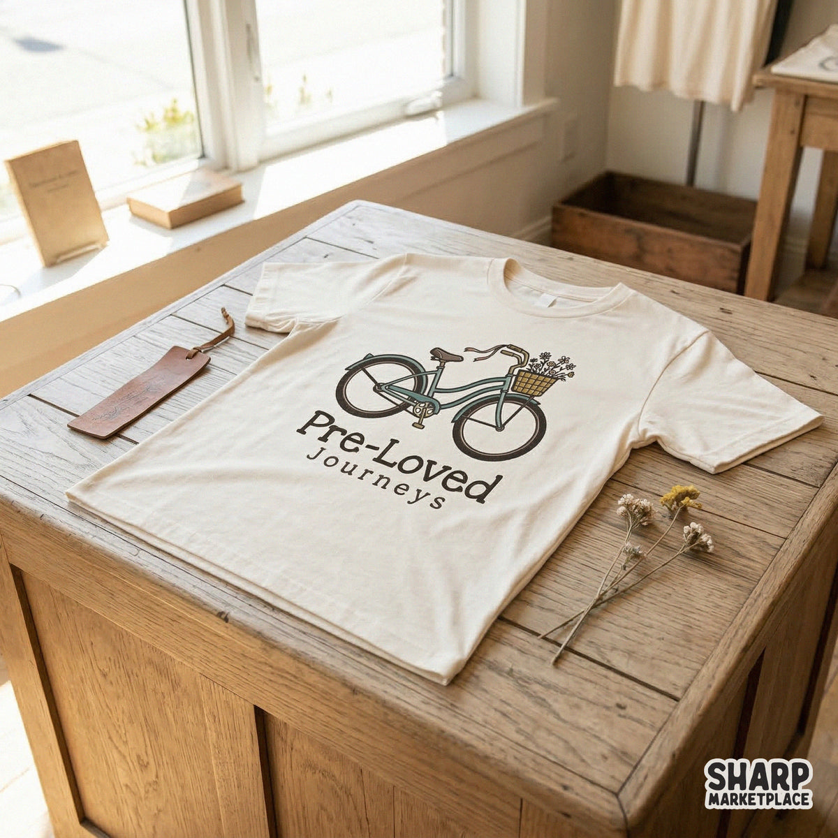 Pre-Loved Journeys PNG, Retro Bicycle T-Shirt Design - 300 DPI Design for