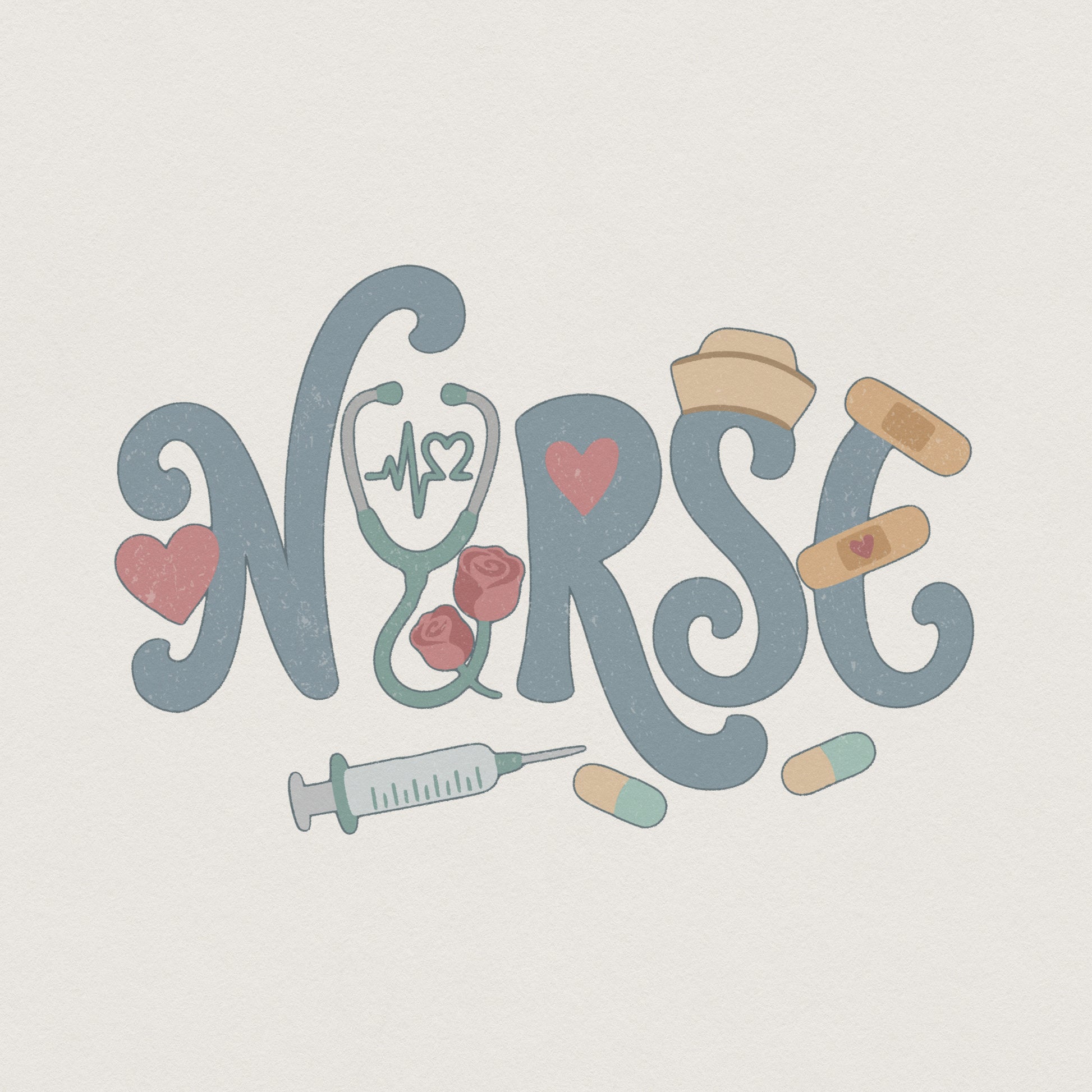 Nurse PNG, Stethoscope Heart Nurse Letter Art - 300 DPI Design for T-Shirt