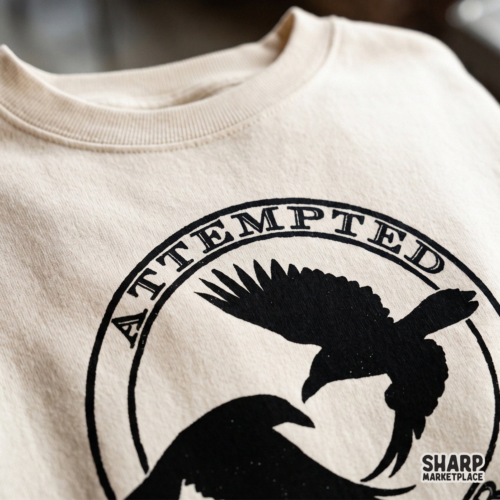 Sarcastic attempted murder raven stamp graphic with dark humor crow pun for trendy retro sublimation t-shirt designs