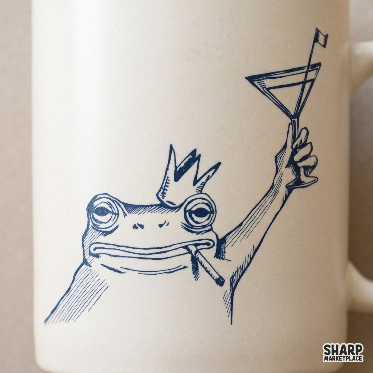 Royal frog smoking and drinking a martini sketch art PNG design for t-shirts and sarcastic animal meme merch