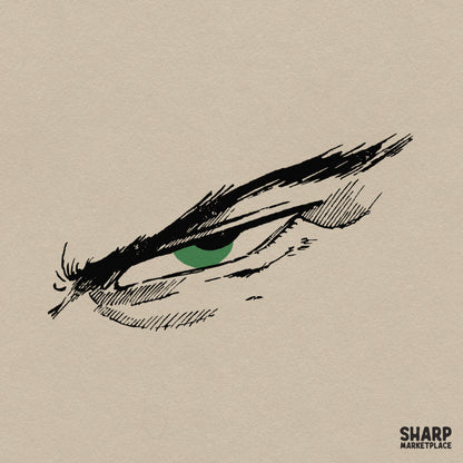 Intense Eye Sketch With Green Iris Trendy Artwork for