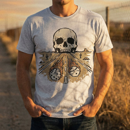 Desert Highway Skull PNG, Dice Flames Art - 300 DPI Design for T-Shirt
