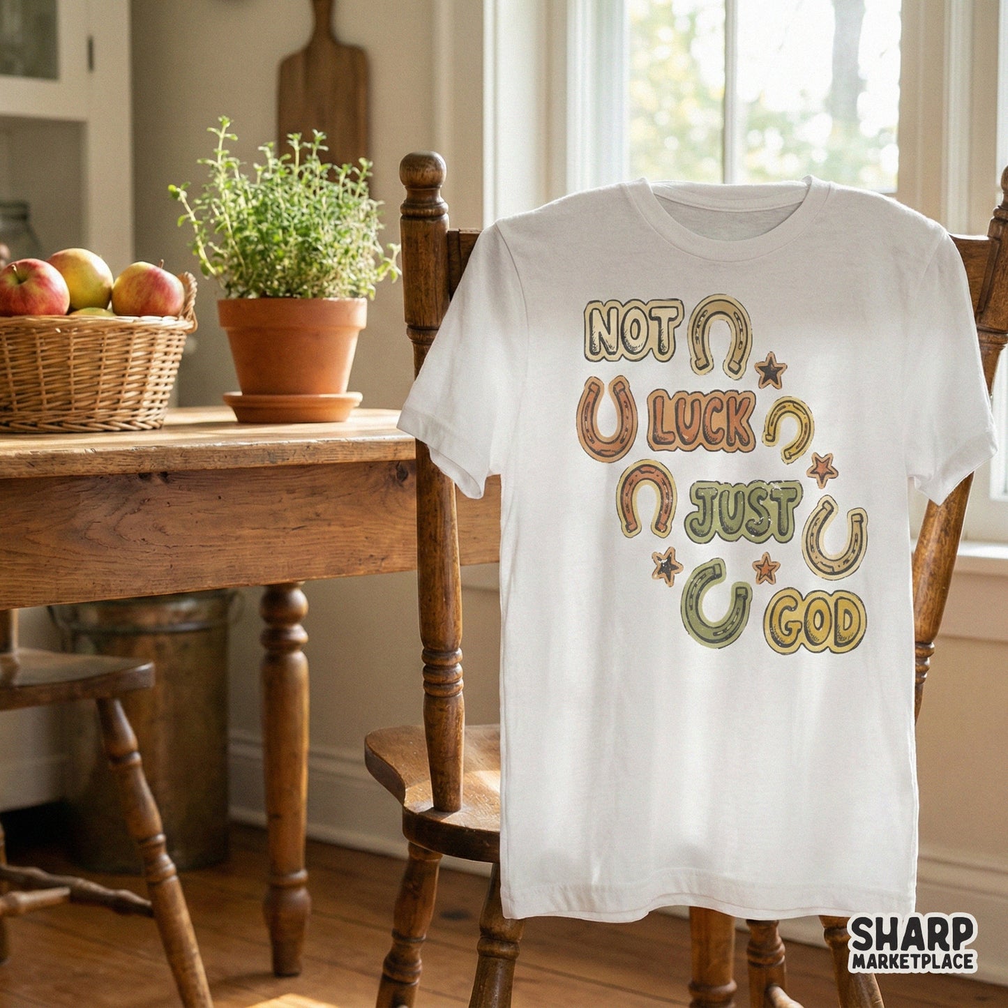 Not Luck Just God PNG, Faith Horseshoe Graphic - 300 DPI Design for T-Shirt