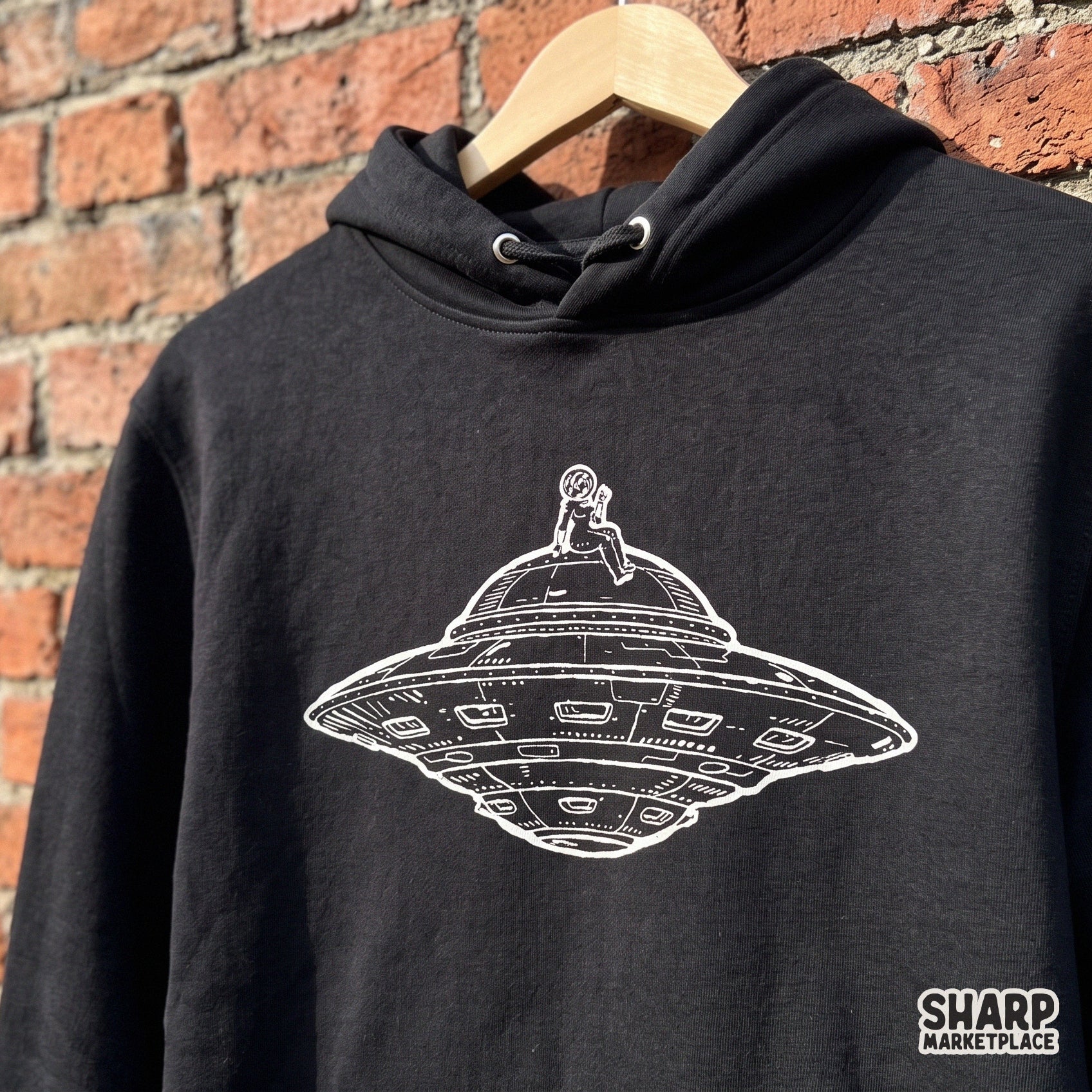 Astronaut chilling on a flying saucer UFO trendy space shirt sublimation graphic