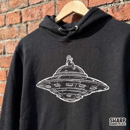 Astronaut chilling on a flying saucer UFO trendy space shirt sublimation graphic