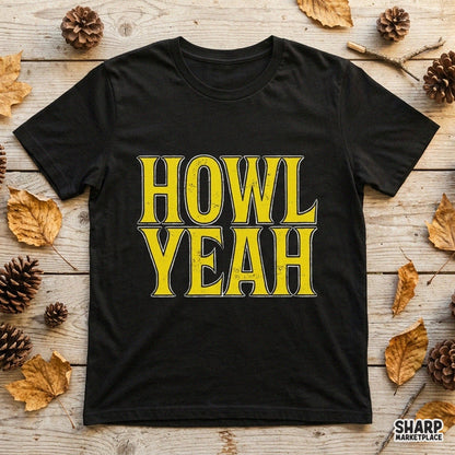 Retro yellow typography Howl Yeah funny Halloween PNG design for custom spooky season t-shirts and sublimation
