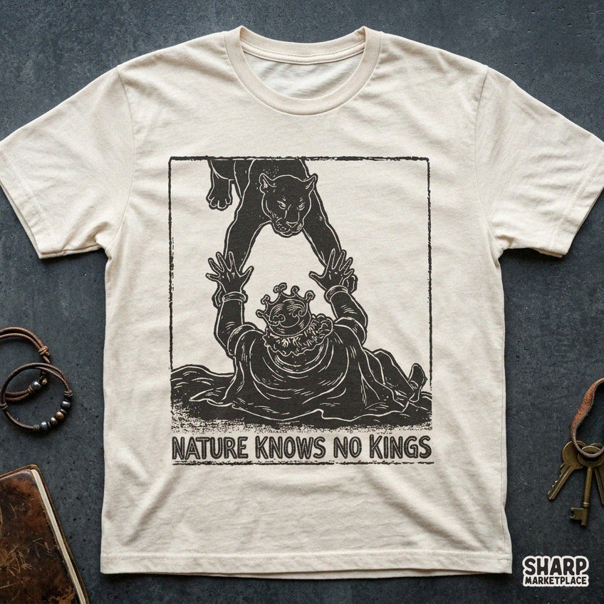 Retro black panther with king crown shirt png design in a grunge woodcut style for streetwear t-shirts