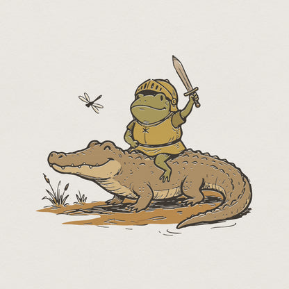 Knight Frog PNG, Alligator Ride Digital Download - 300 DPI Design for