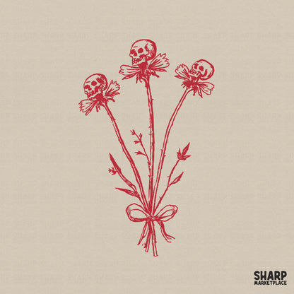 Skull Flower Bouquet PNG, Halloween PNG - 300 DPI Design for T-Shirt