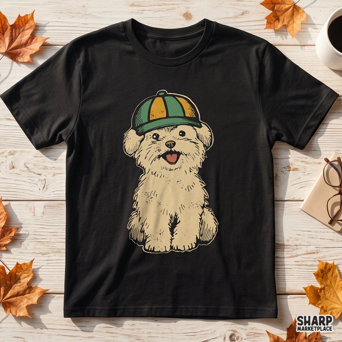 Cute Fluffy Puppy Wearing Striped Cap Baseball PNG, Trendy
