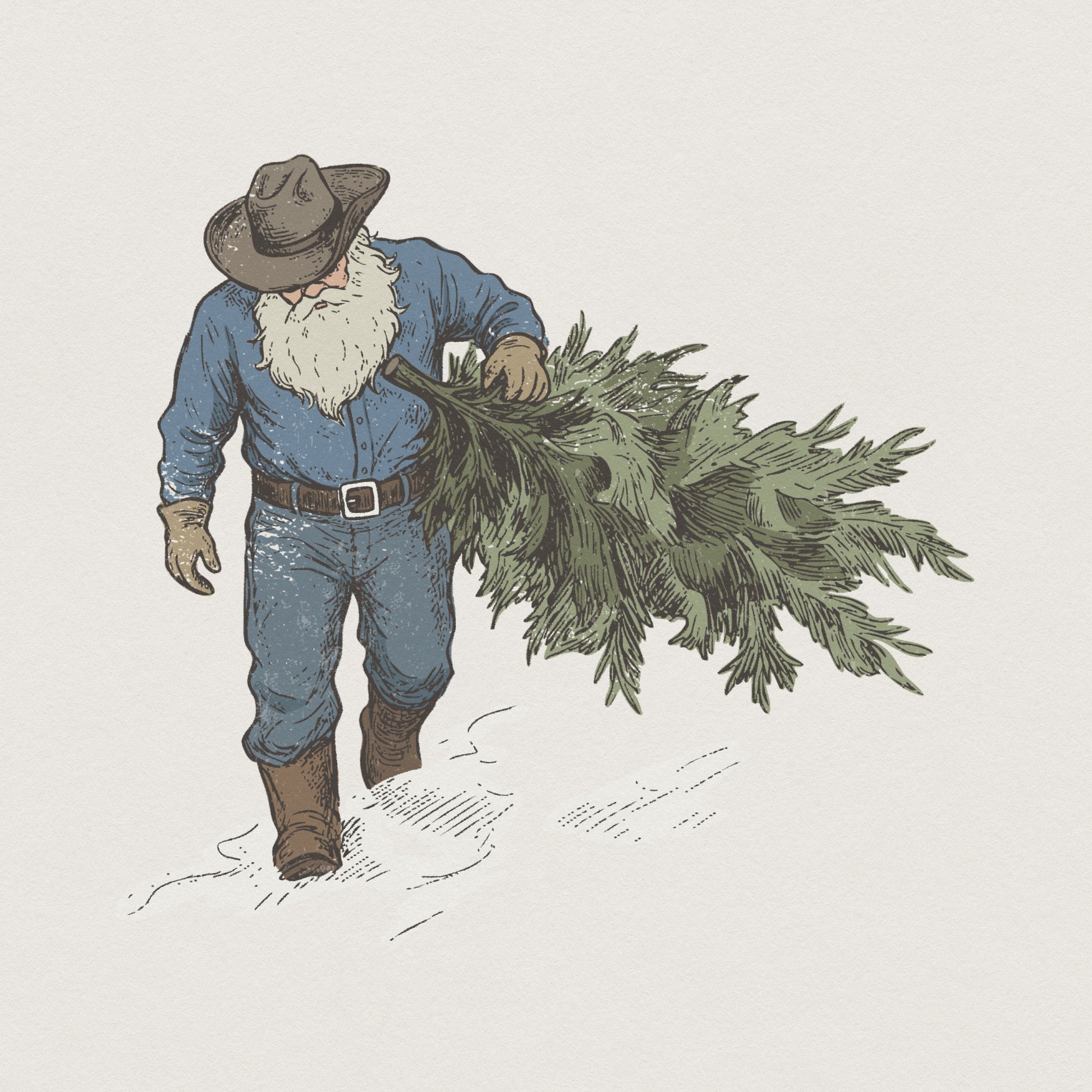 Vintage Christmas Tree Farm PNG, Rustic Winter Lumberjack Art - 300 DPI