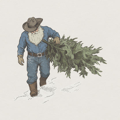 Vintage Christmas Tree Farm PNG, Rustic Winter Lumberjack Art - 300 DPI