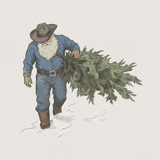 Vintage Christmas Tree Farm PNG, Rustic Winter Lumberjack Art - 300 DPI