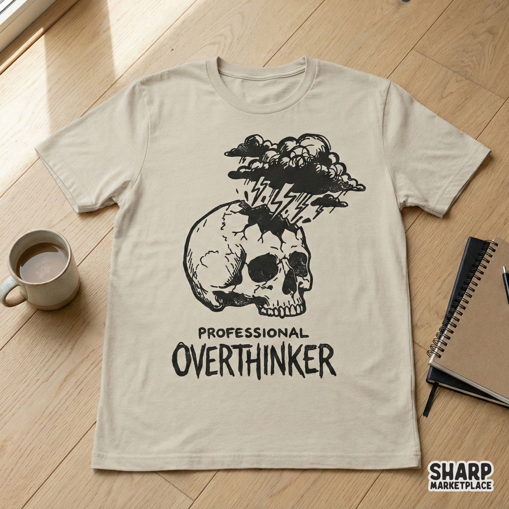 Professional Overthinker PNG Skull Design, Digital Download PNG - 300 DPI