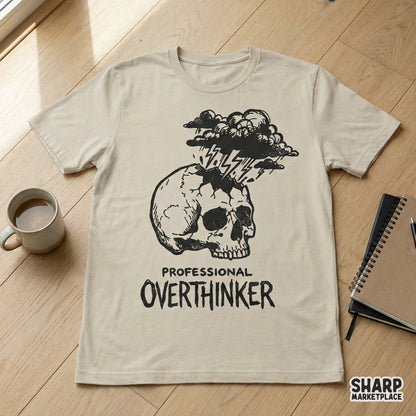 Professional Overthinker PNG Skull Design, Digital Download PNG - 300 DPI