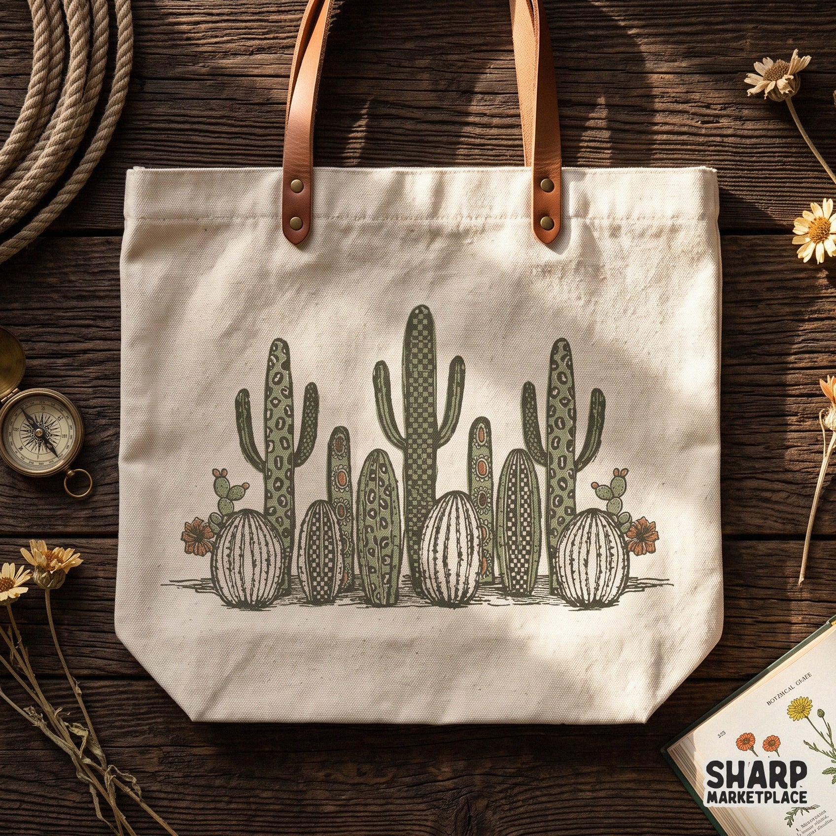 Boho western cactus garden with leopard and checkered patterns for summer sublimation t-shirt designs and digital crafts