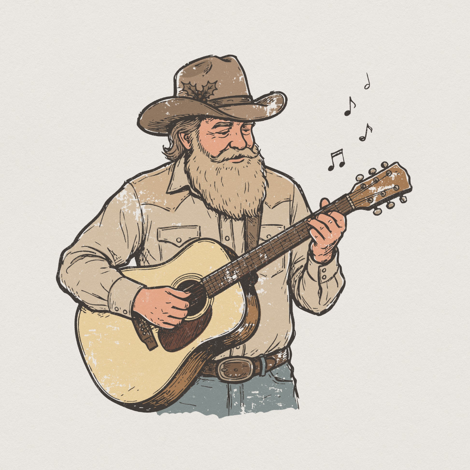 Cowboy Playing Guitar PNG, Western Music Shirt Design for Country Lovers