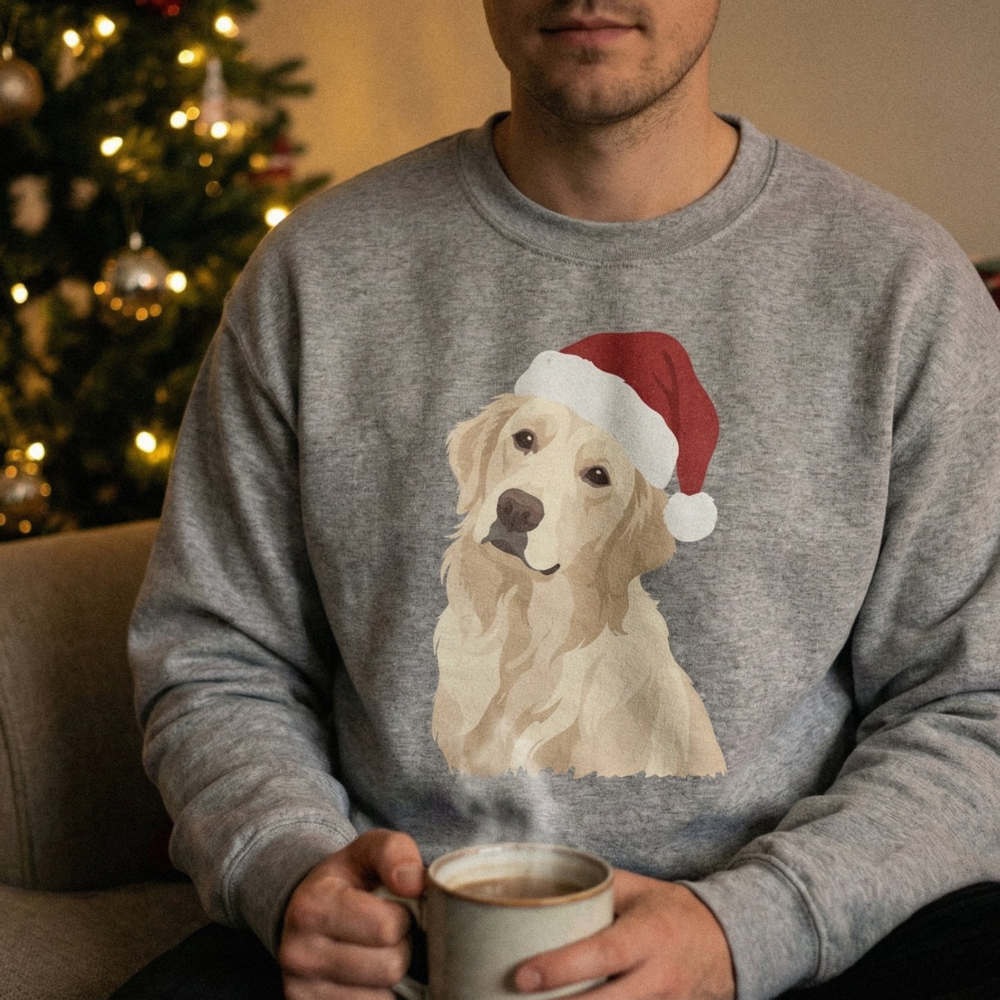 Golden Retriever Christmas PNG, Santa Hat Dog Digital Download - 300 DPI