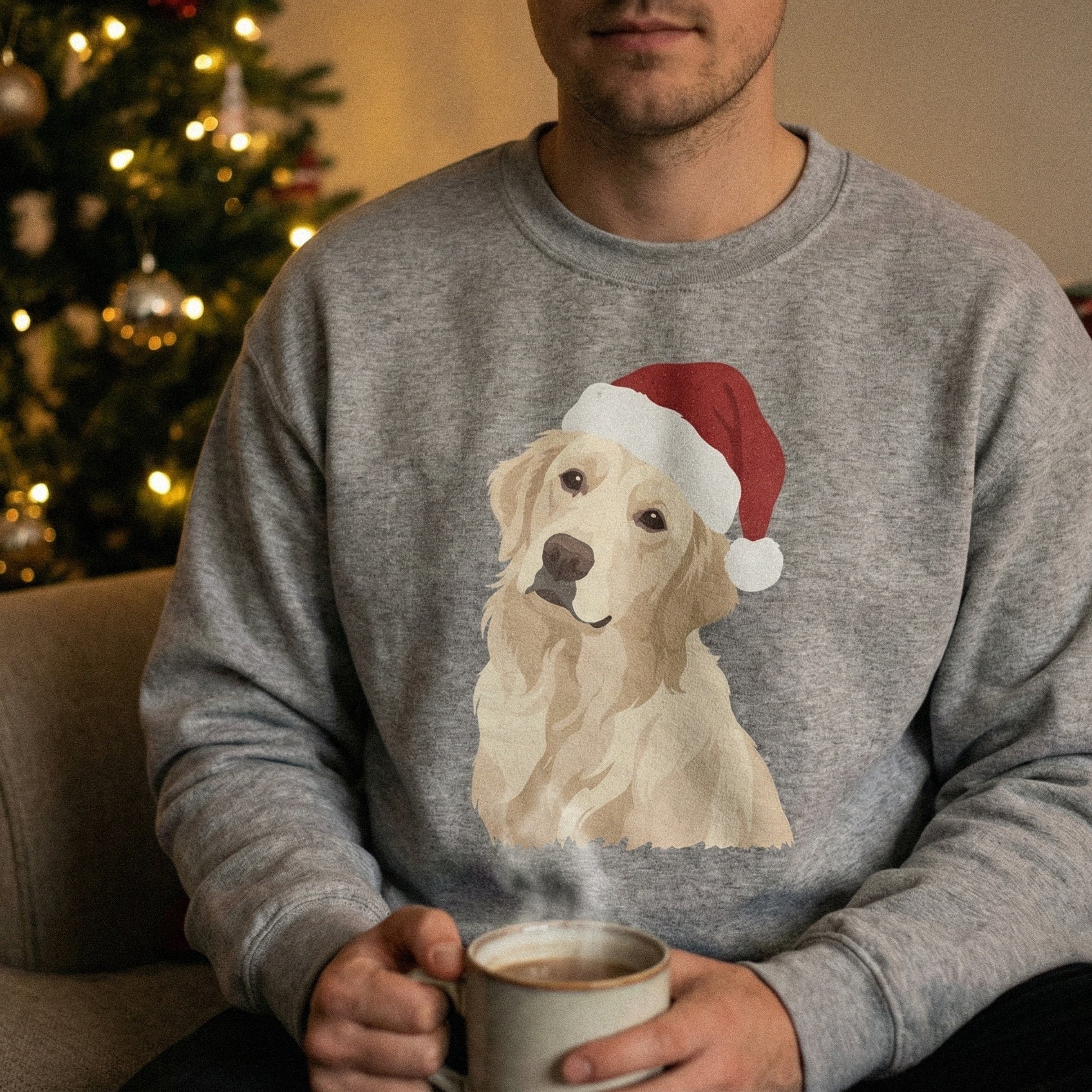 Golden Retriever Christmas PNG, Santa Hat Dog Digital Download - 300 DPI