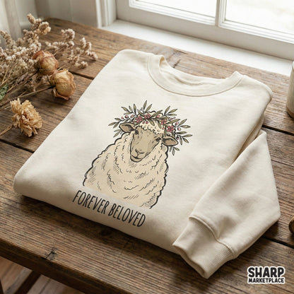 Forever Beloved Sheep PNG, Floral Crown Printable Shirt - 300 DPI Design