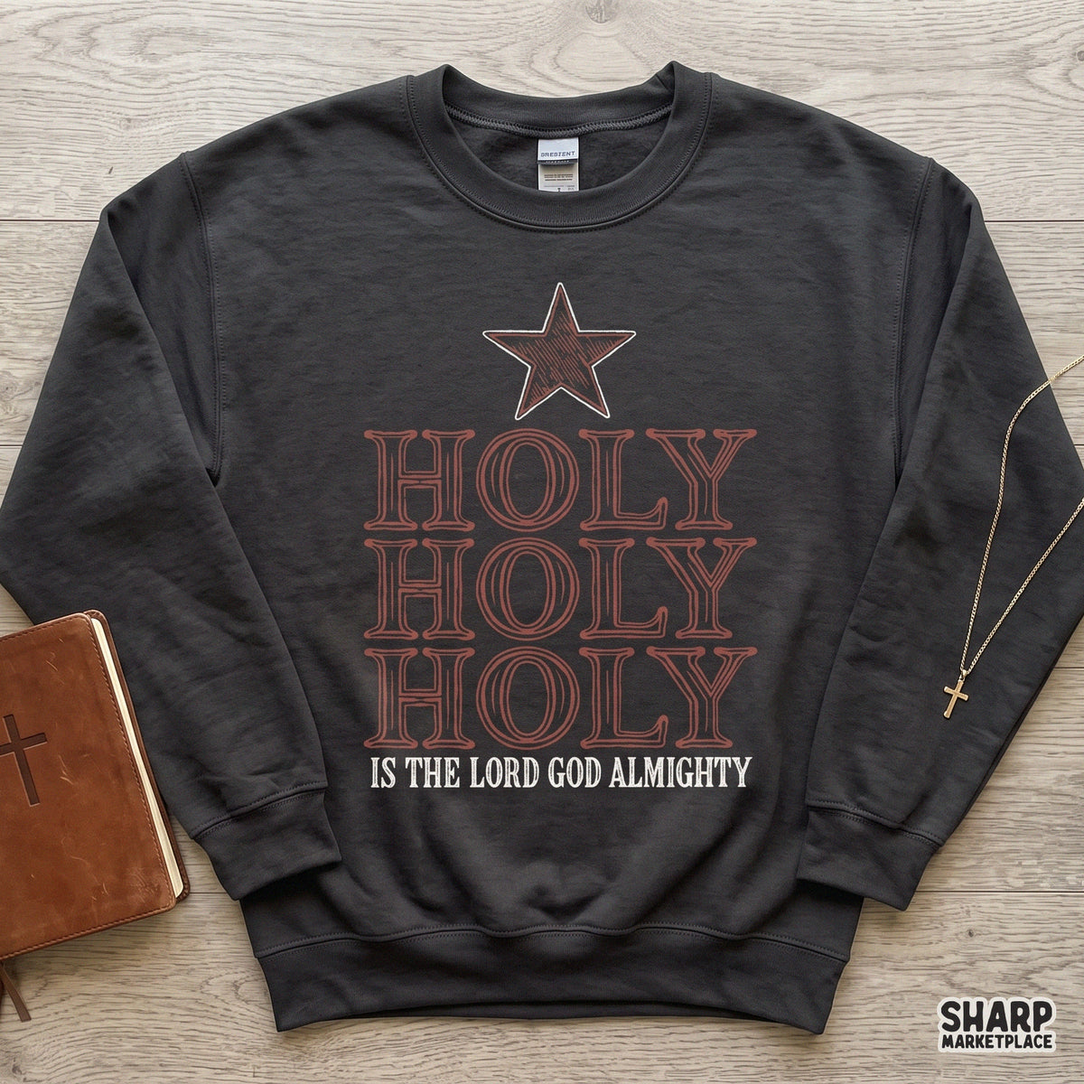 Vintage Holy Holy Holy Christian typography design with star for faith shirt sublimation