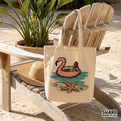 Retro black mermaid relaxing on a flamingo float for summer sublimation shirt designs
