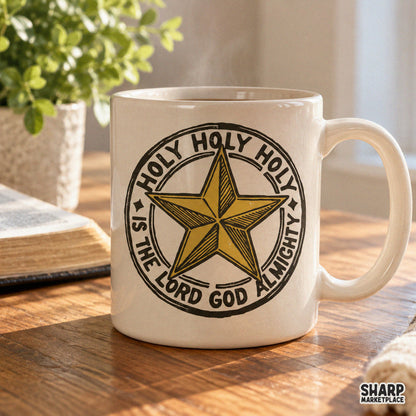 Retro Holy Holy Holy Is The Lord God Almighty Christian PNG graphic design with retro stars for faith t-shirts and apparel