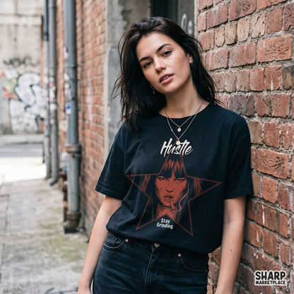 Hustle Stay Grinding Trendy PNG Shirt PNG, Retro Edgy