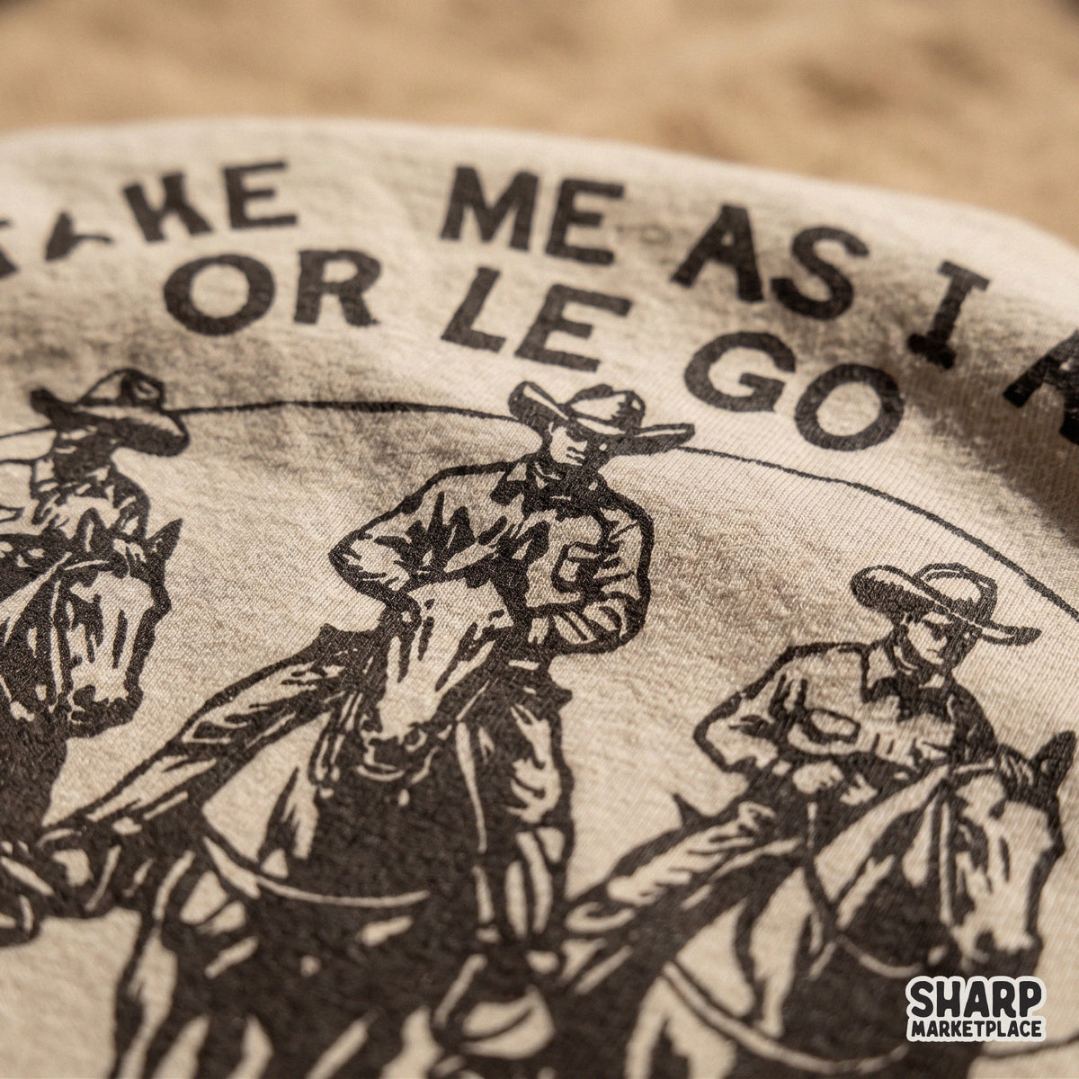 Retro Western PNG design featuring Take Me As I Am quote for country music shirts and sublimation