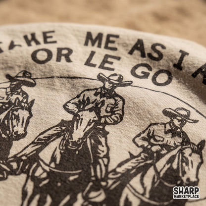 Retro Western PNG design featuring Take Me As I Am quote for country music shirts and sublimation
