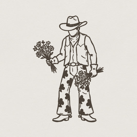 Cowboy With Flowers PNG, Western Valentines PNG Shirt - 300 DPI Design