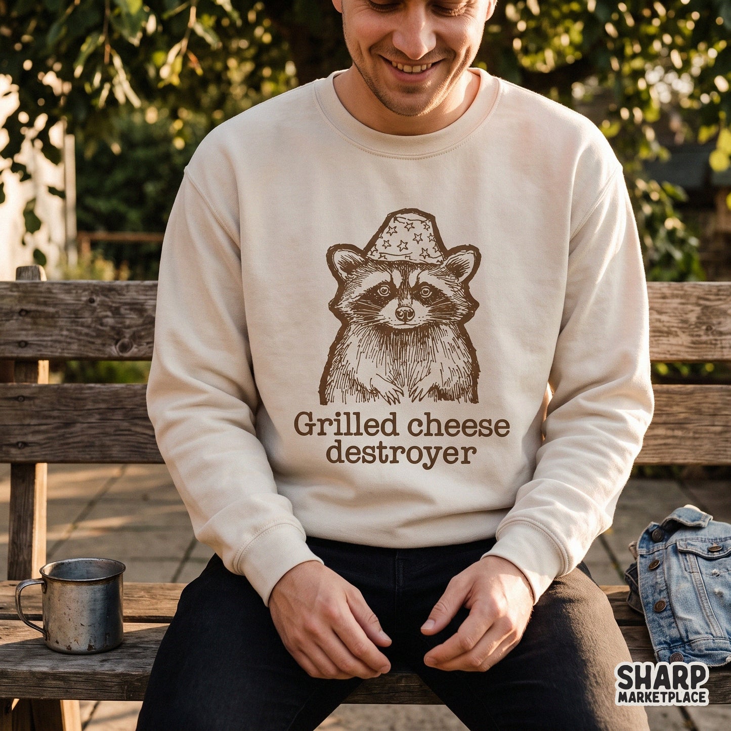 Retro sarcastic raccoon grilled cheese destroyer funny animal meme graphic for vintage y2k shirt sublimation designs