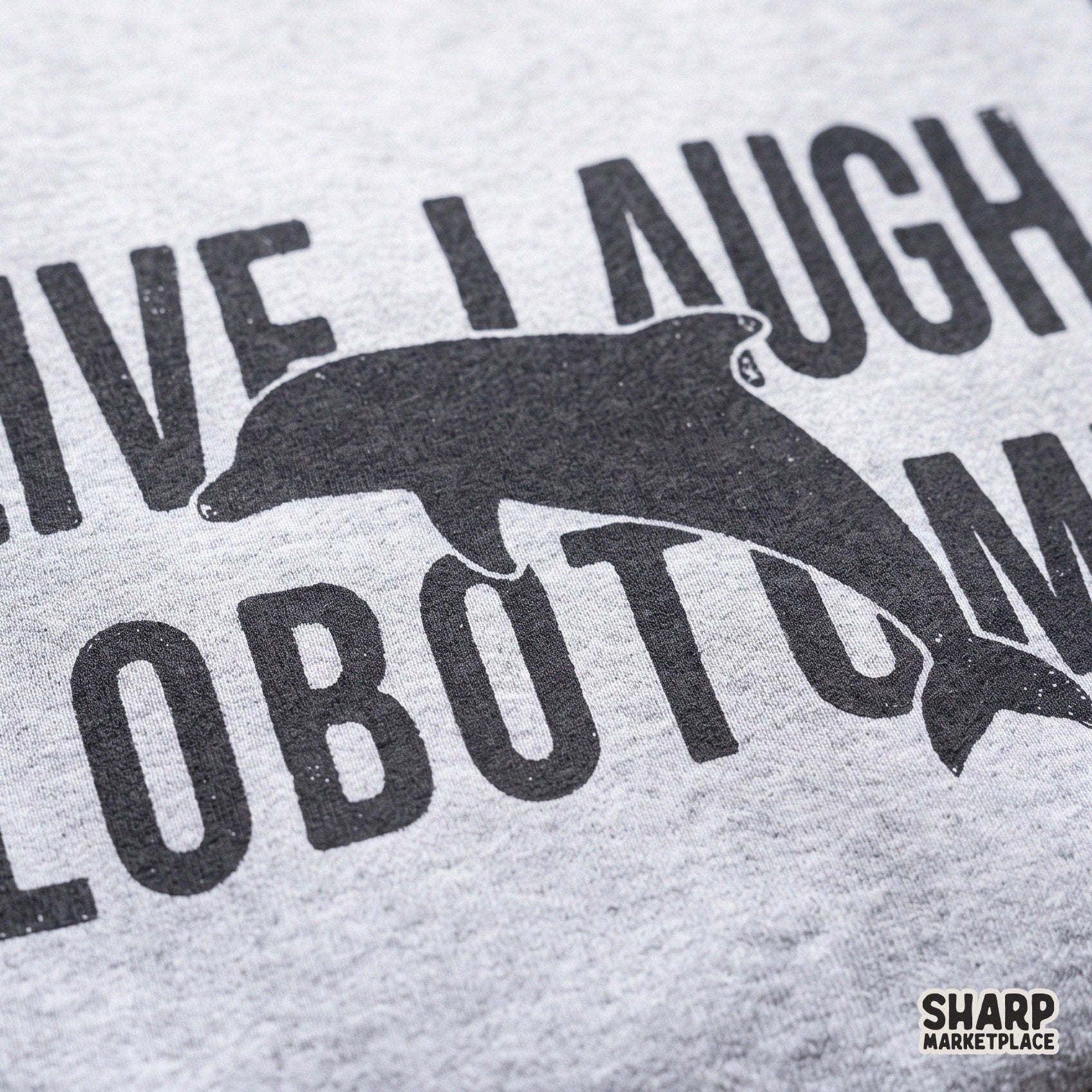 Retro funny dolphin with live laugh lobotomy text for sarcastic y2k summer beach shirts and digital png designs