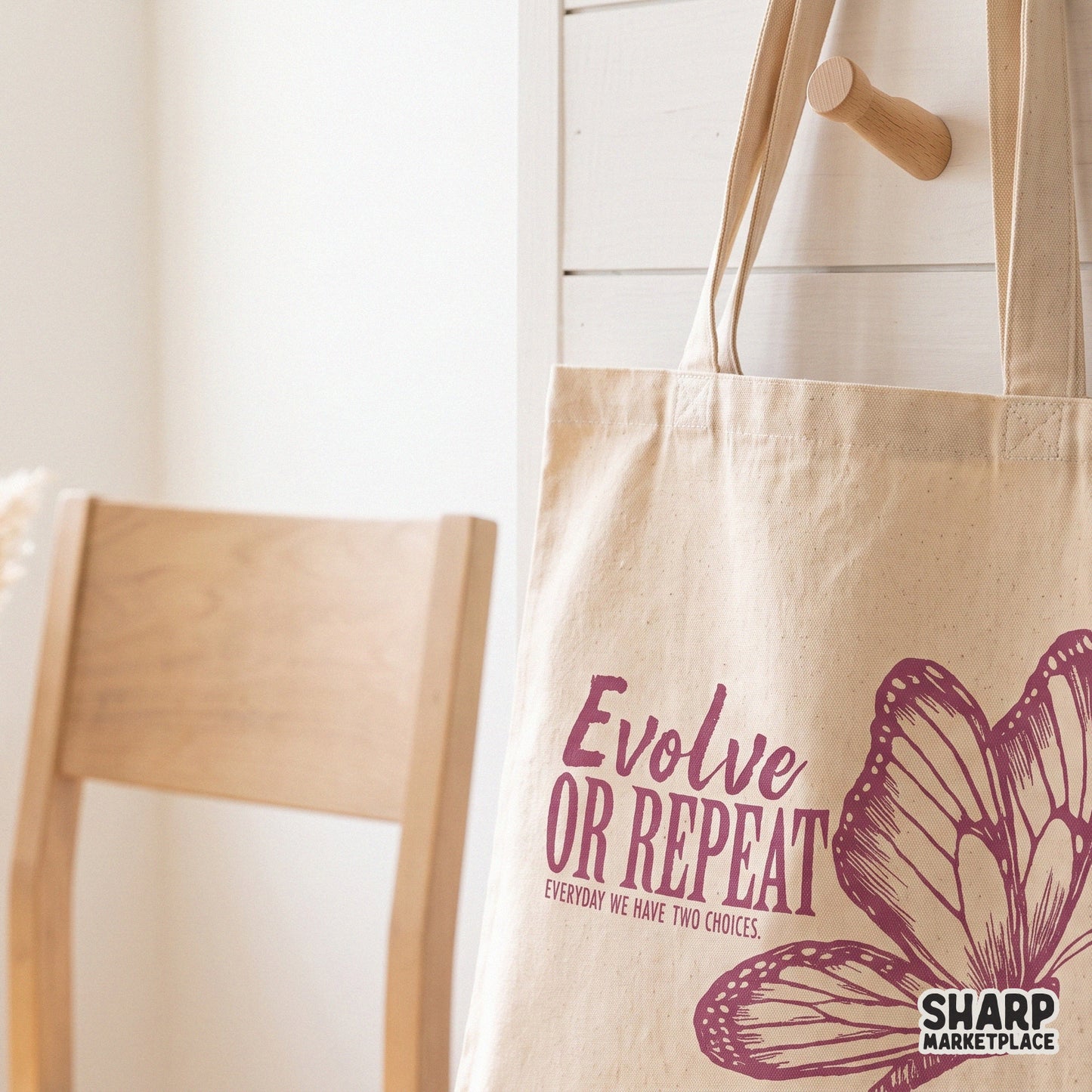 Evolve or Repeat growth quote with trendy butterfly design for Y2K style sublimation and custom apparel transfers